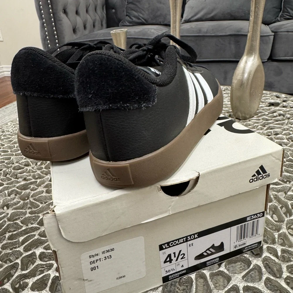 Adidas Men's Black and White Sneakers with Brown Sole - Picture 2 of 8